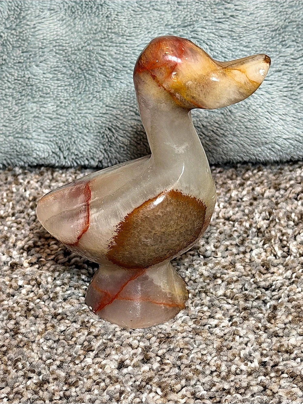 Vintage Onyx Stone Duck Figurine